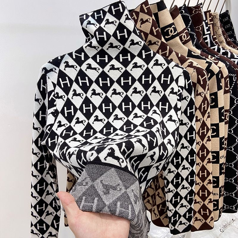 New Fashion Printed Slim Top With Bottoming Shirt