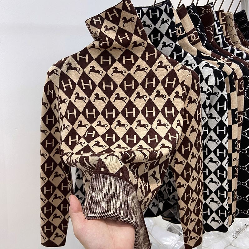 New Fashion Printed Slim Top With Bottoming Shirt
