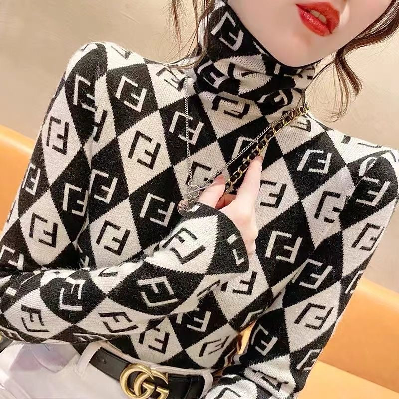New Fashion Printed Slim Top With Bottoming Shirt