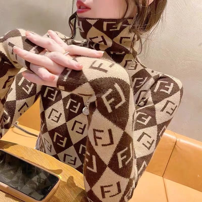 New Fashion Printed Slim Top With Bottoming Shirt
