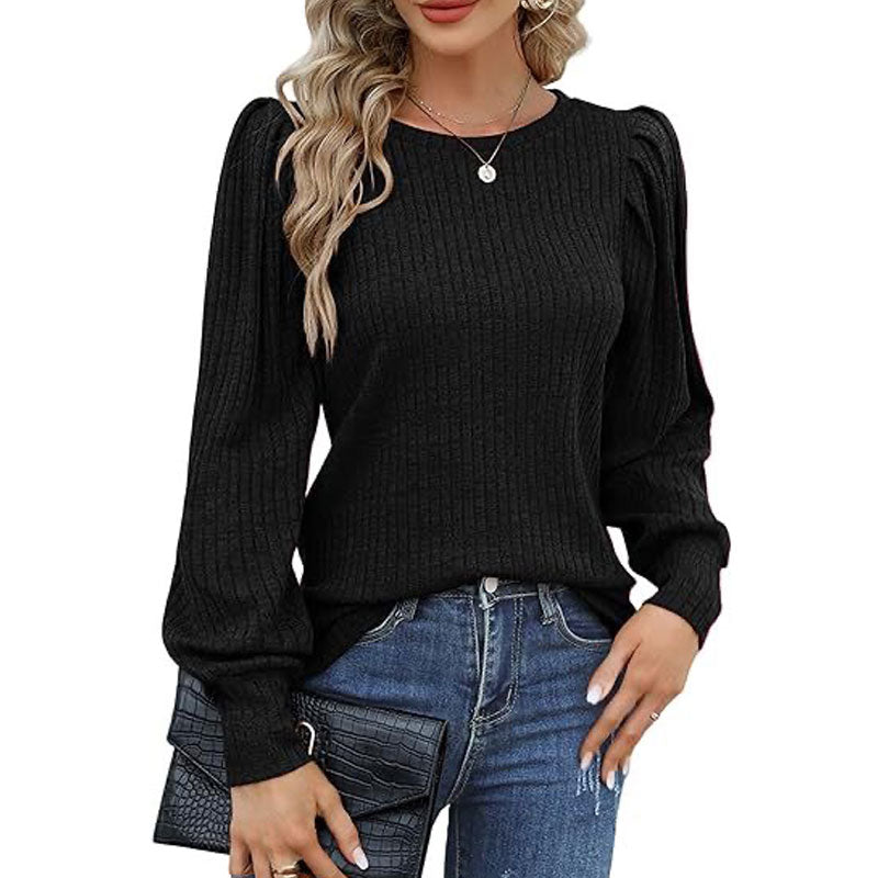 Women's Soft Puff Long Sleeve Knit Sweater