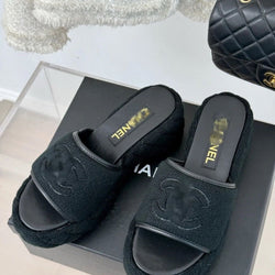 Letter Embroidered Rhombus Thick Slippers