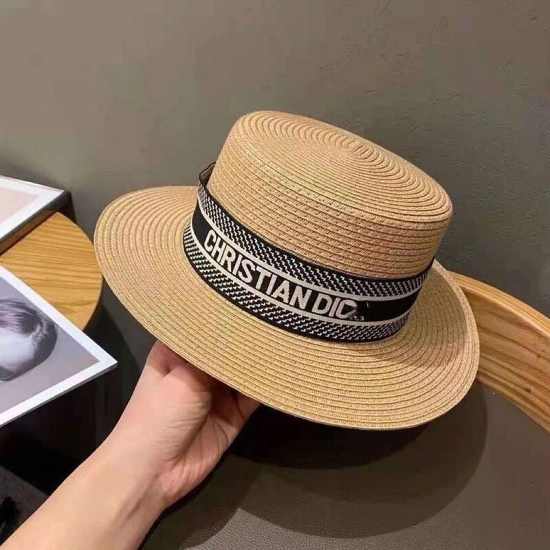 Classical Straw Letter Printed Hat