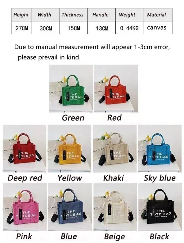 Adjustable Strap Canvas Tote Bag 27x33x15cm