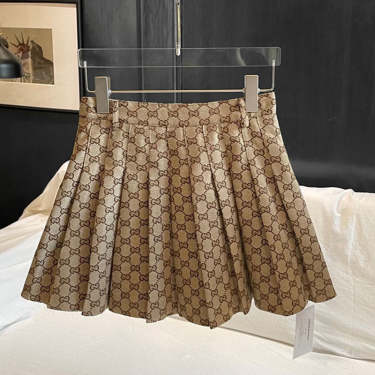 Slim Fit Pleated Letter Printed Skirt