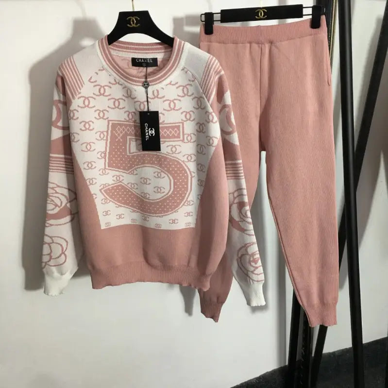 Fashion Casual Sports Hooded Knit Suit