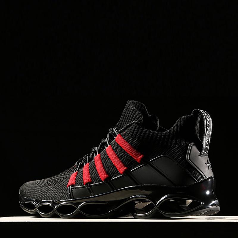 Breathable Knitted Fabric Lace Up Men's Sneakers 
