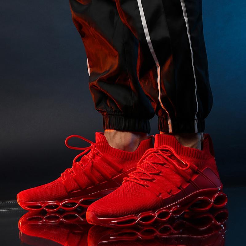 Breathable Knitted Fabric Lace Up Men's Sneakers 