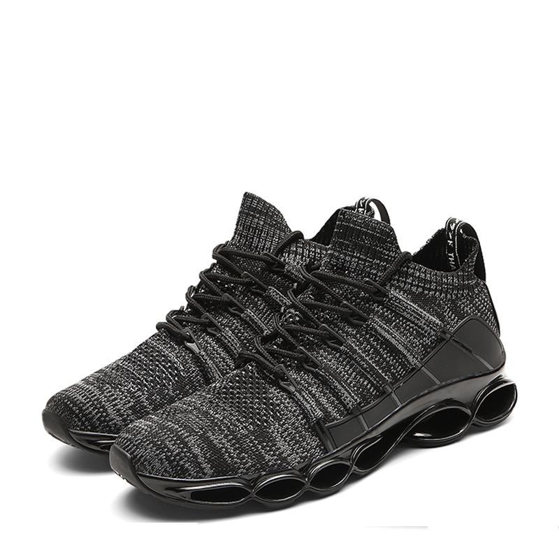 Breathable Knitted Fabric Lace Up Men's Sneakers 