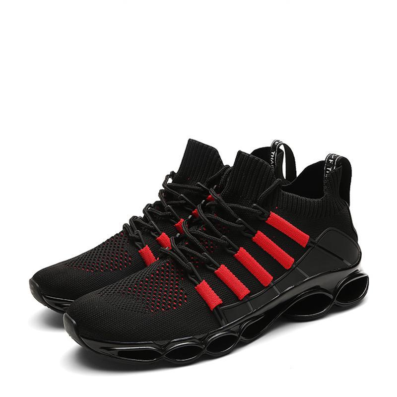 Breathable Knitted Fabric Lace Up Men's Sneakers 