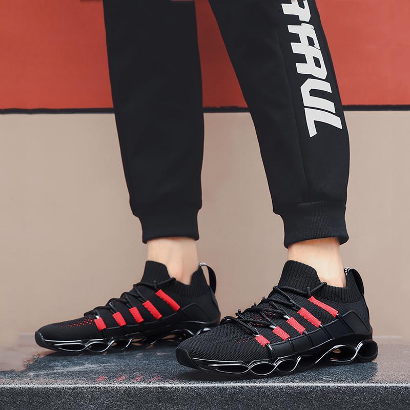 Breathable Knitted Fabric Lace Up Men's Sneakers 