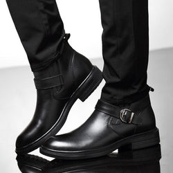Black Cowhide Hook & Loop Men's Dress Shoes