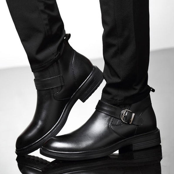 Black Cowhide Hook & Loop Men's Dress Shoes