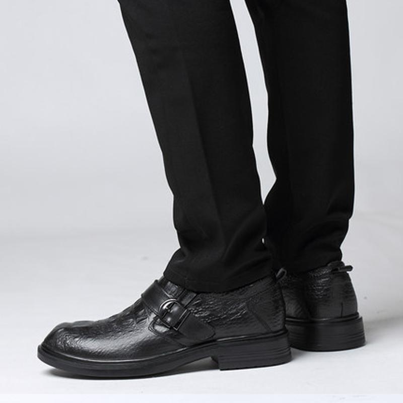 Black Cowhide Hook & Loop Men's Dress Shoes