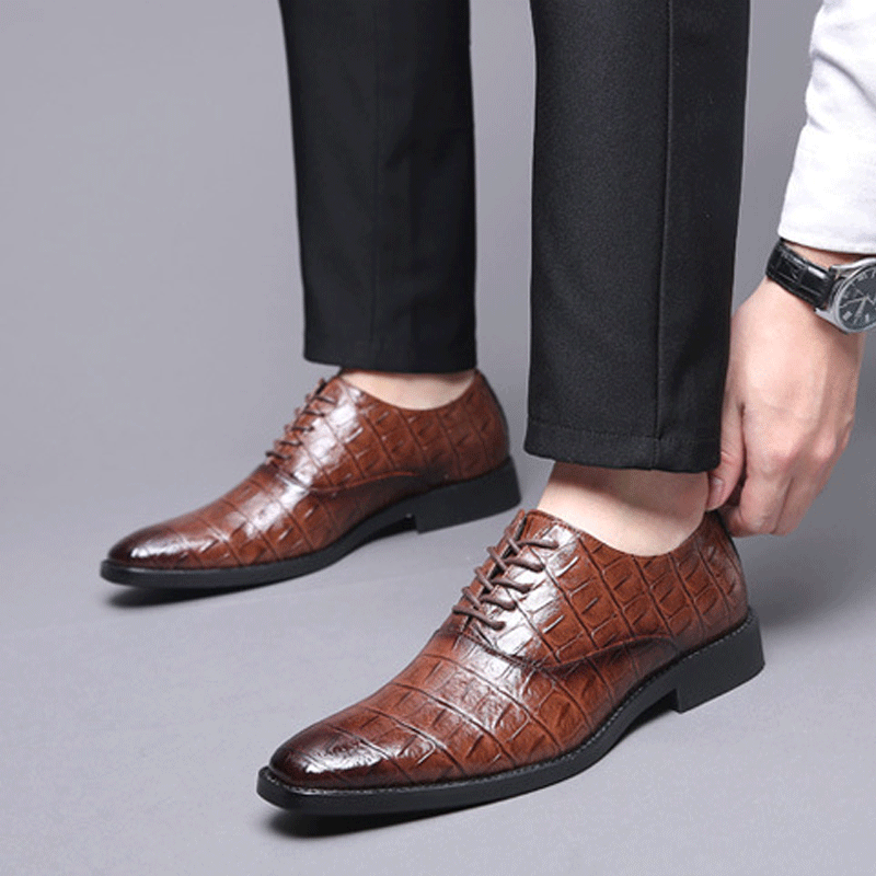 Leather Pointed Toe Men's Dress Shoes