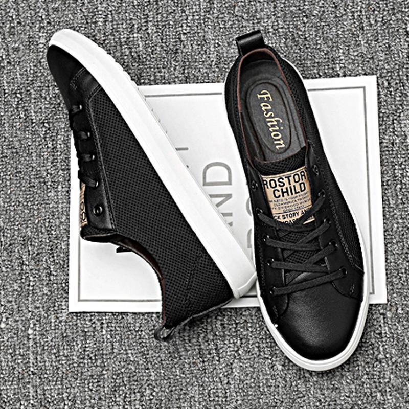 Cowhide Lace Up Men's Sneakers