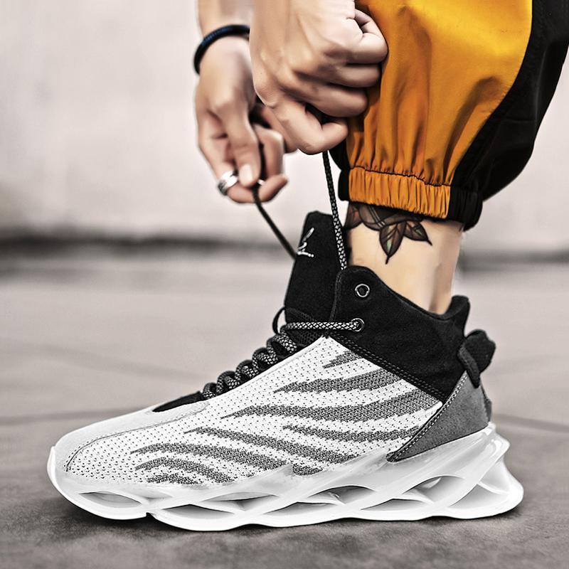 Knitted Fabric Lace Up Men's Sneakers
