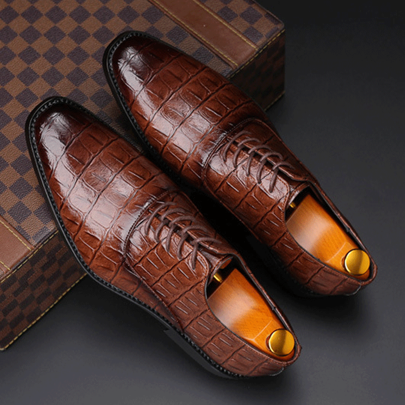 Leather Pointed Toe Men's Dress Shoes