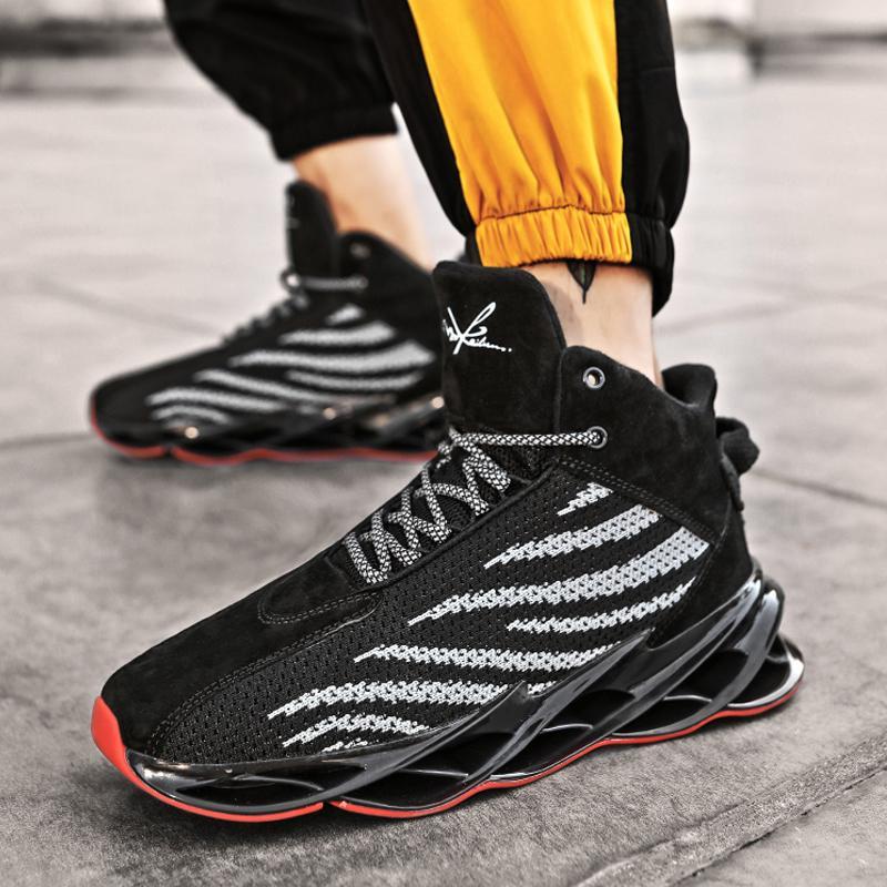 Knitted Fabric Lace Up Men's Sneakers