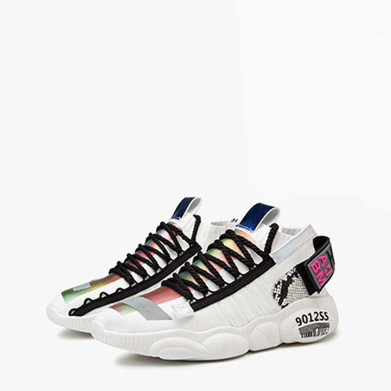 Knitted Fabric Lace Up Men's Sneakers
