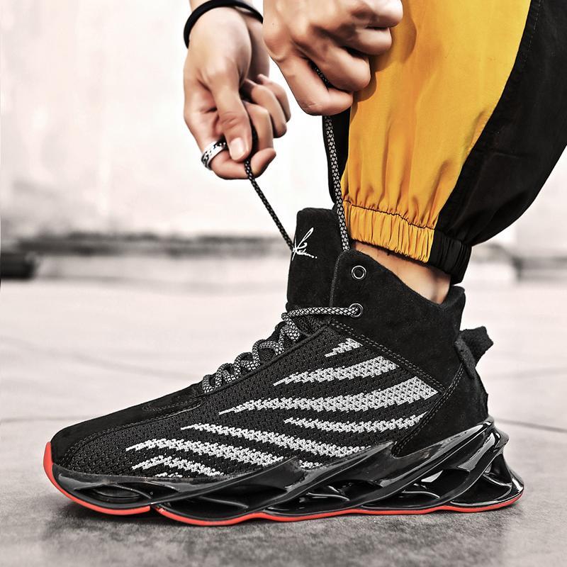 Knitted Fabric Lace Up Men's Sneakers
