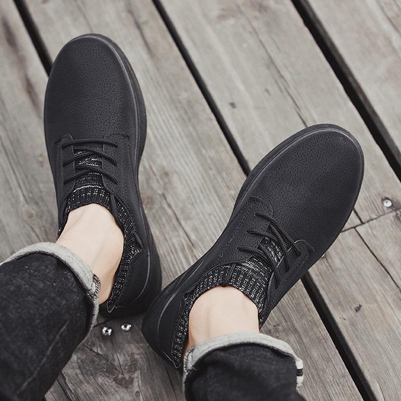 Leather Lace Up Water-proof Men's Sneakers