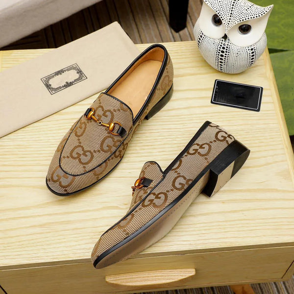 Fashion Lace-Up Brown Pattern Loafers