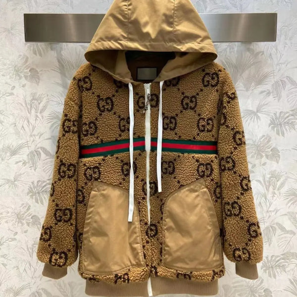 High-quality Velvet Full-body Printing  Hooded All-match Jacket