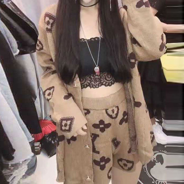 Fashion Printed Cardigan + Pants 2-Piece Set