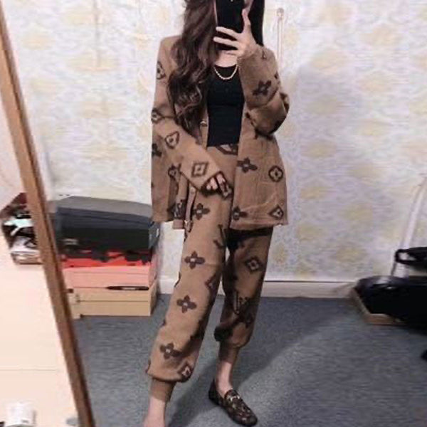 Fashion Printed Cardigan + Pants 2-Piece Set