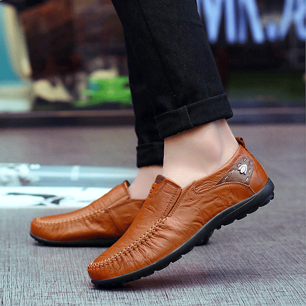Cowhide Slip-On Breathable Men's Loafers