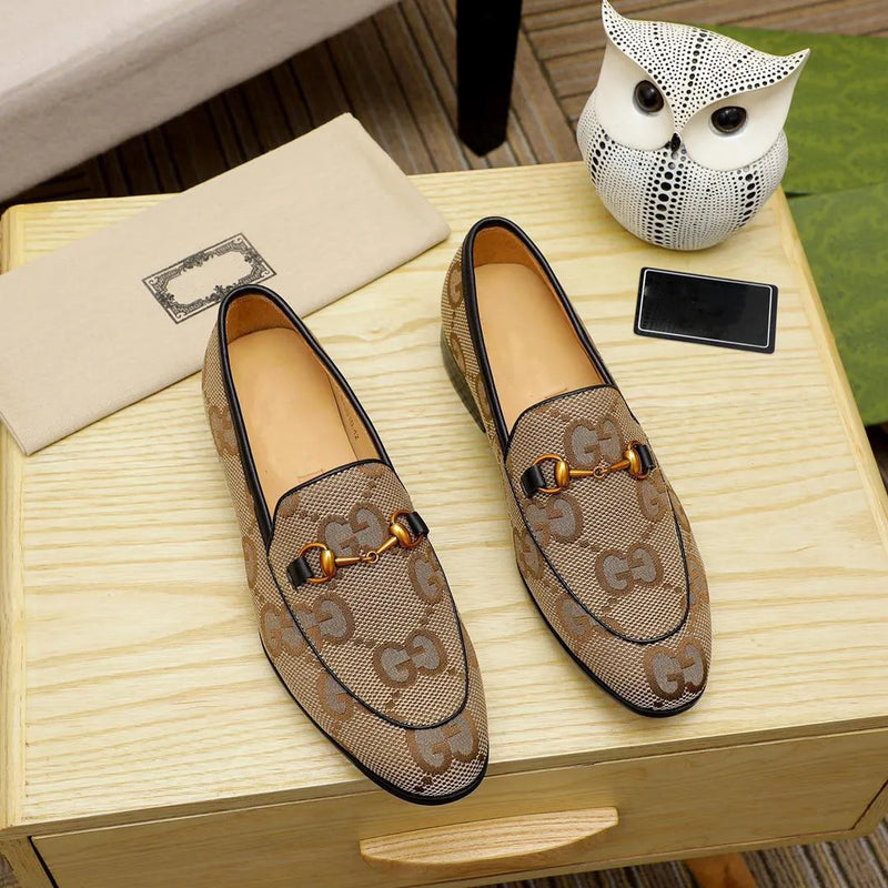 Fashion Lace-Up Brown Pattern Loafers