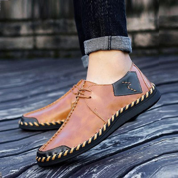 Cowhide Lace Up Men's Loafers
