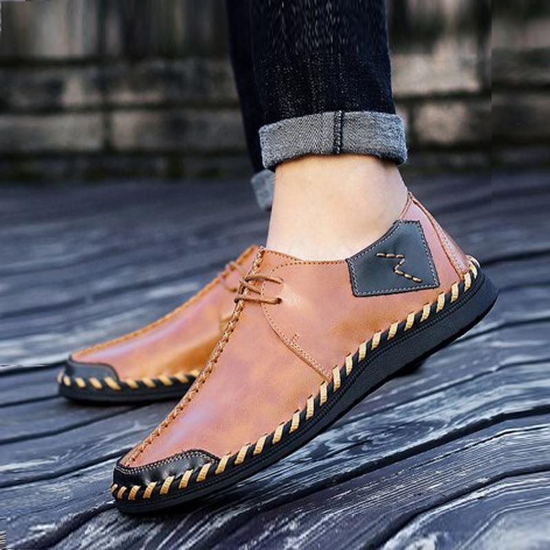 Cowhide Lace Up Men's Loafers