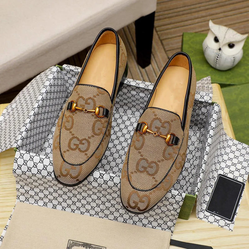 Fashion Lace-Up Brown Pattern Loafers