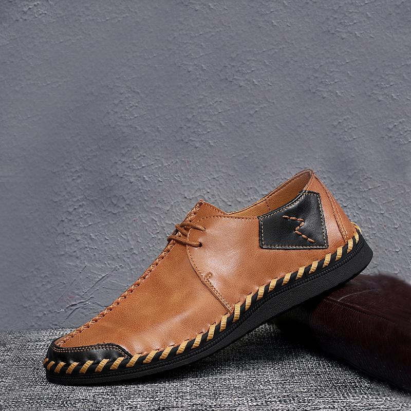 Cowhide Lace Up Men's Loafers