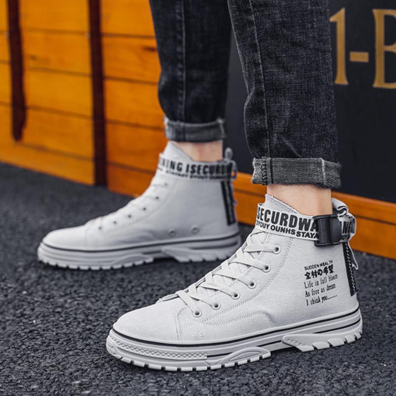 Canvas Cloth Lace Up High-top Men's Boots