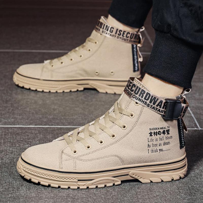 Canvas Cloth Lace Up High-top Men's Boots