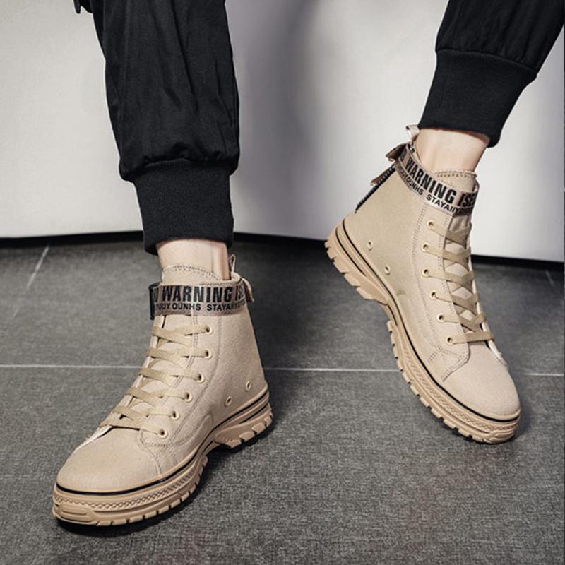 Canvas Cloth Lace Up High-top Men's Boots