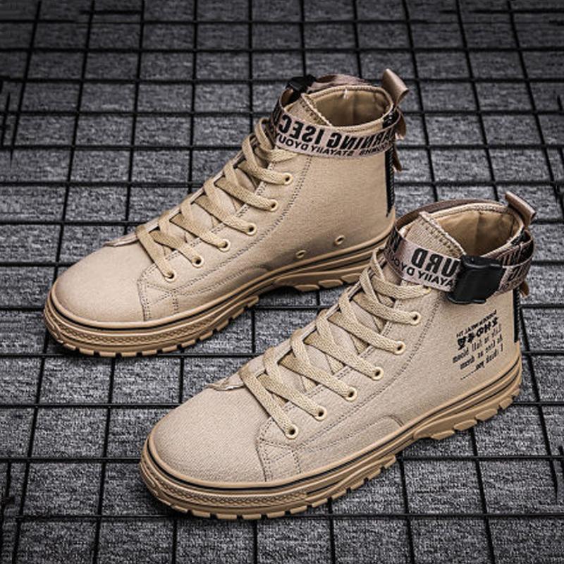Canvas Cloth Lace Up High-top Men's Boots