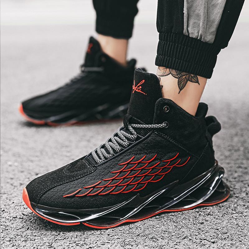 Knitted Fabric Lace Up Men's Sneakers
