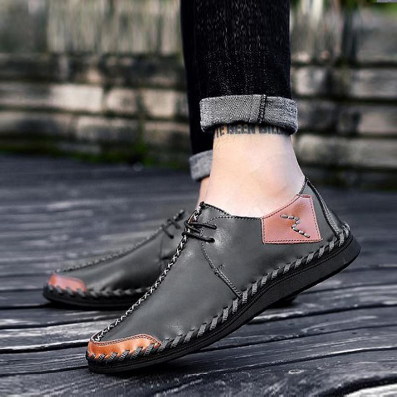 Cowhide Lace Up Men's Loafers