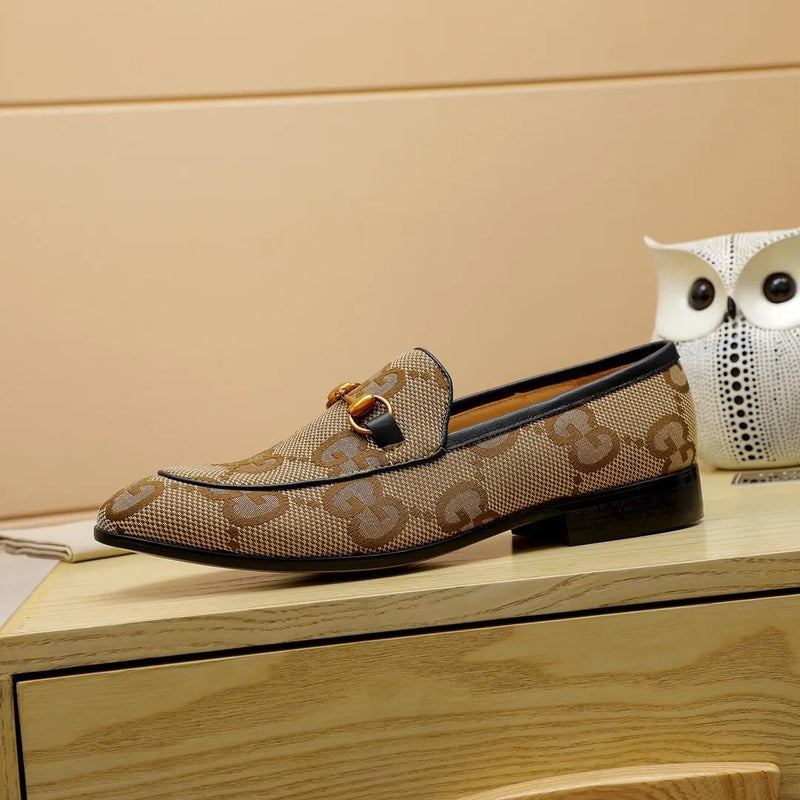 Fashion Lace-Up Brown Pattern Loafers
