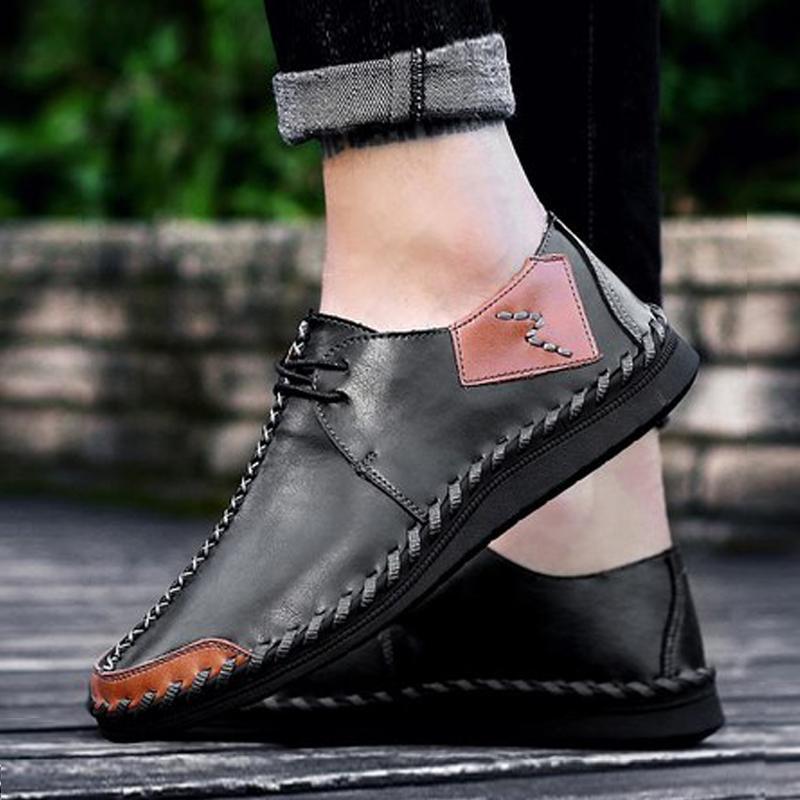 Cowhide Lace Up Men's Loafers