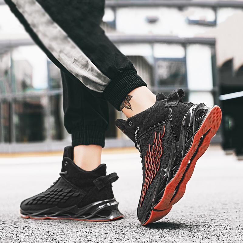 Knitted Fabric Lace Up Men's Sneakers