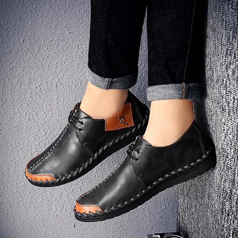 Cowhide Lace Up Men's Loafers