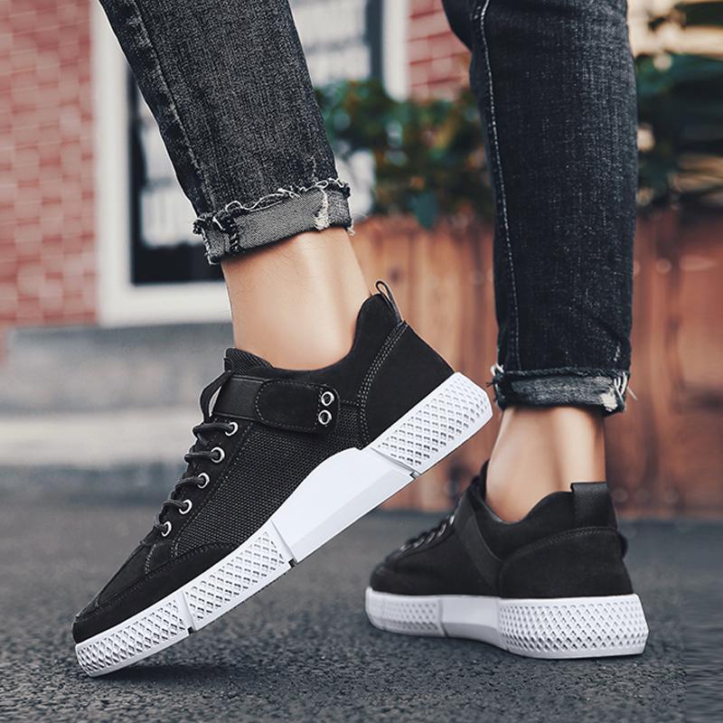 Pig Skin Lace Up Breathable Men's Sneakers