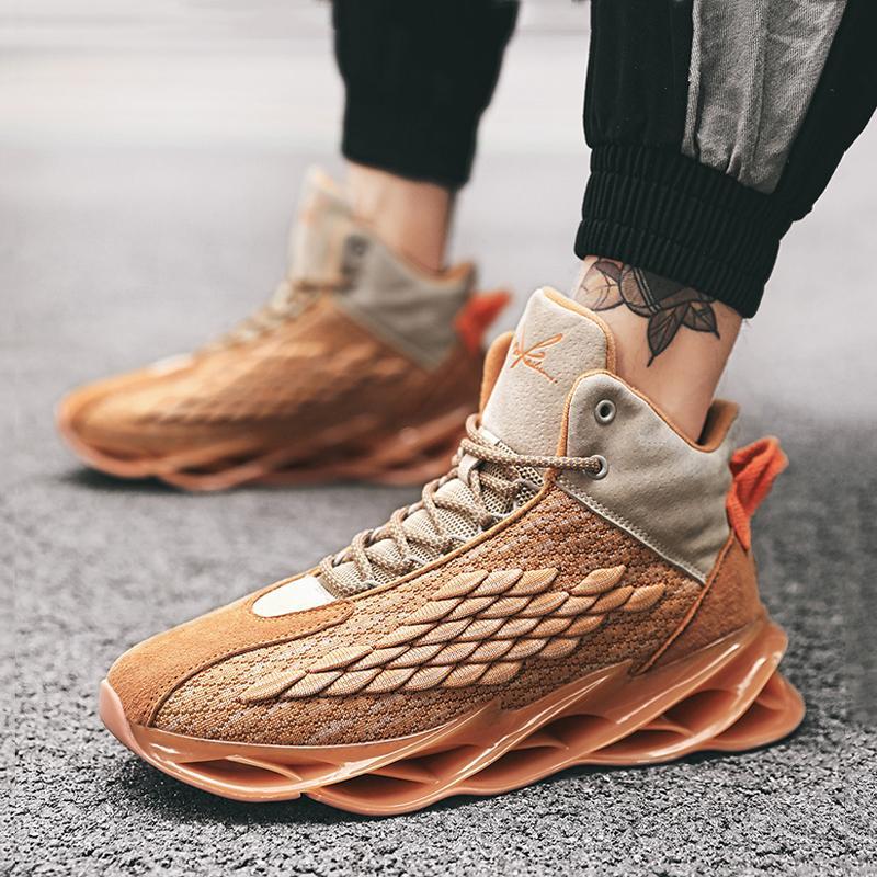 Knitted Fabric Lace Up Men's Sneakers
