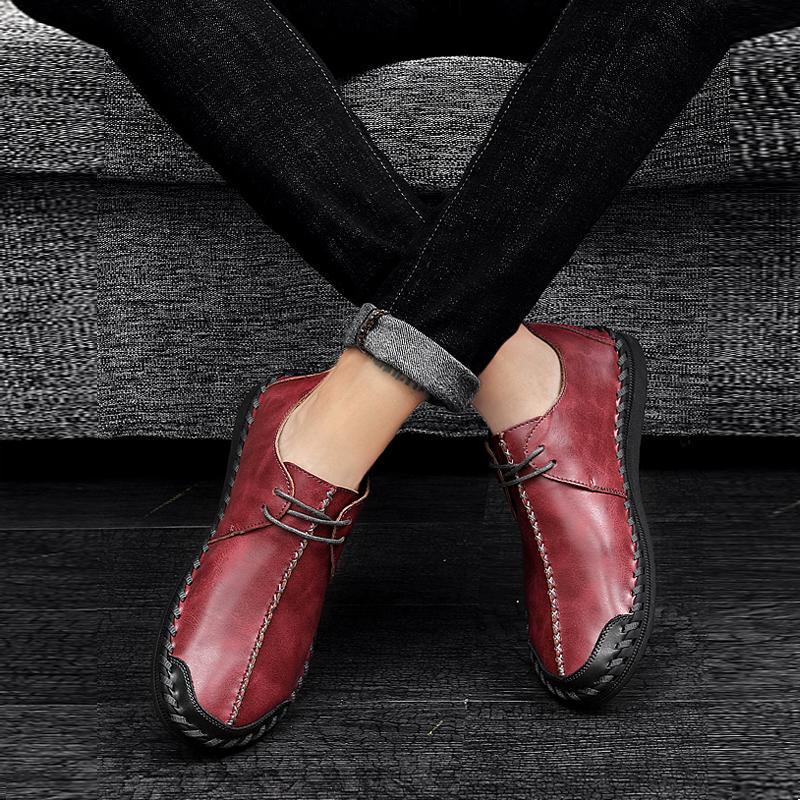 Cowhide Lace Up Men's Loafers