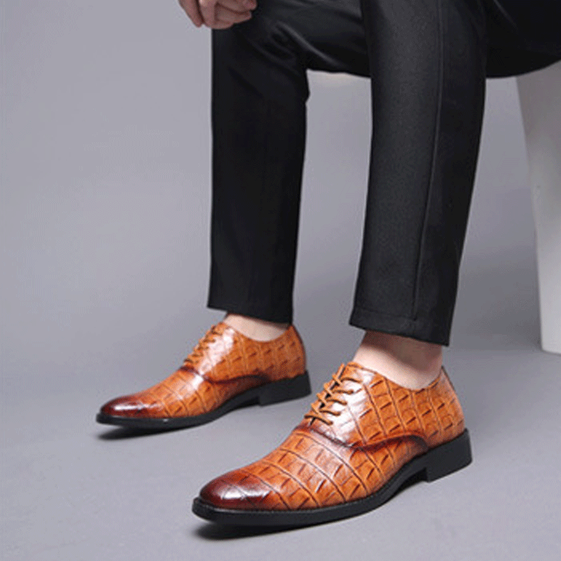 Leather Pointed Toe Men's Dress Shoes